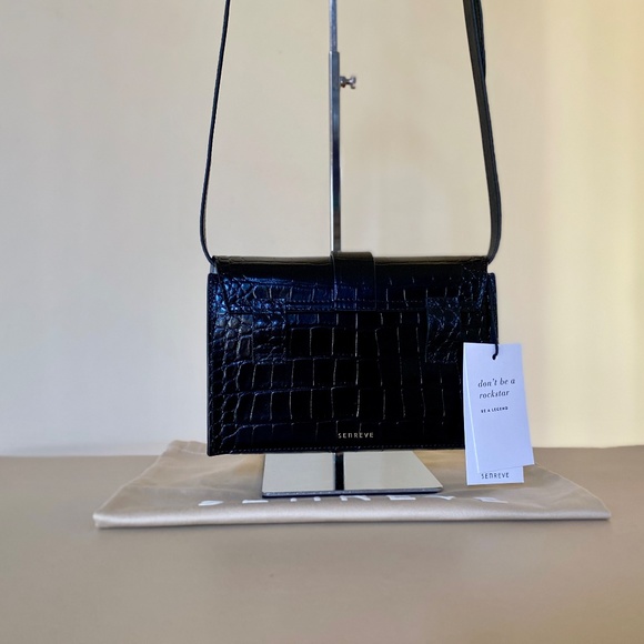 SENREVE Aria Black Leather Croc-Embossed Belt Bag New With Tags - Picture 11 of 16